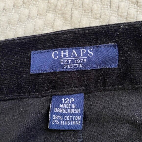 Chaps Black Corduroy Classic Fit Pants Size 12P - Picture 4 of 7